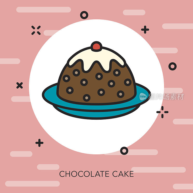 Chocolate Cake Thin Line Icon